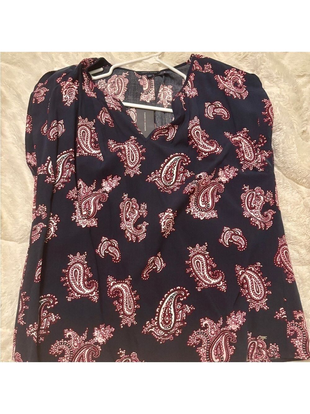 Tommy Hilfiger Navy Paisley Blouse Relaxed Fit